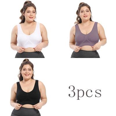 Great Deal 3pcs Women's Bras - Plus Size Bra With Pads - Seamless Active Brassiere Bra (TSB2)(TSB3)