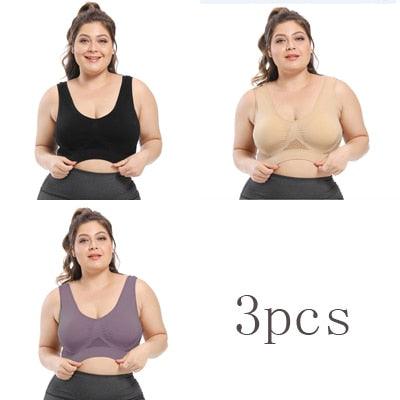 Great Deal 3pcs Women's Bras - Plus Size Bra With Pads - Seamless Active Brassiere Bra (TSB2)(TSB3)