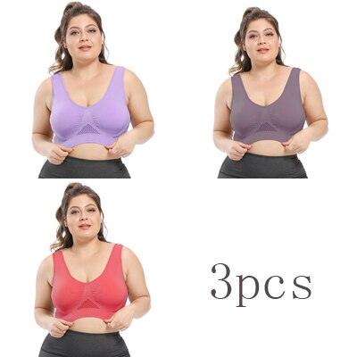 Great Deal 3pcs Women's Bras - Plus Size Bra With Pads - Seamless Active Brassiere Bra (TSB2)(TSB3)