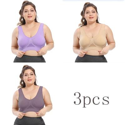 Great Deal 3pcs Women's Bras - Plus Size Bra With Pads - Seamless Active Brassiere Bra (TSB2)(TSB3)