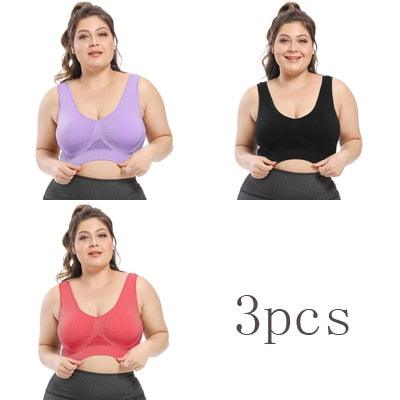 Great Deal 3pcs Women's Bras - Plus Size Bra With Pads - Seamless Active Brassiere Bra (TSB2)(TSB3)