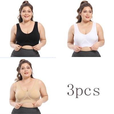 Great Deal 3pcs Women's Bras - Plus Size Bra With Pads - Seamless Active Brassiere Bra (TSB2)(TSB3)