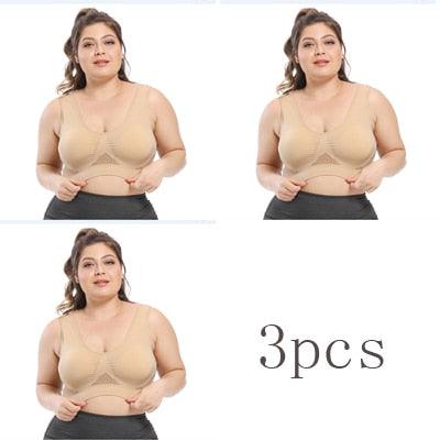 Great Deal 3pcs Women's Bras - Plus Size Bra With Pads - Seamless Active Brassiere Bra (TSB2)(TSB3)
