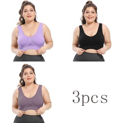Great Deal 3pcs Women's Bras - Plus Size Bra With Pads - Seamless Active Brassiere Bra (TSB2)(TSB3)