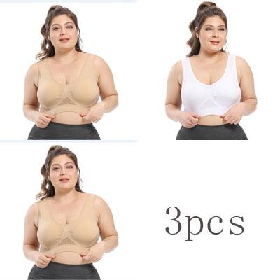 Great Deal 3pcs Women's Bras - Plus Size Bra With Pads - Seamless Active Brassiere Bra (TSB2)(TSB3)