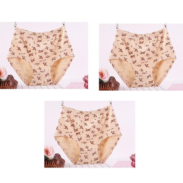 Wonderful 3pcs/Lot High Waist Women's Big Size Cotton Print Panties - Breathable Briefs Underwear Lingerie (D28)(TSP2)