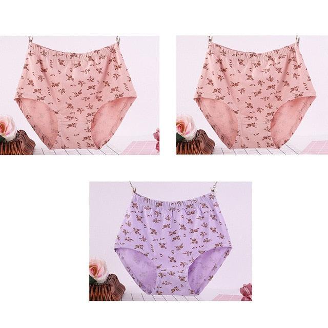 Wonderful 3pcs/Lot High Waist Women's Big Size Cotton Print Panties - Breathable Briefs Underwear Lingerie (D28)(TSP2)