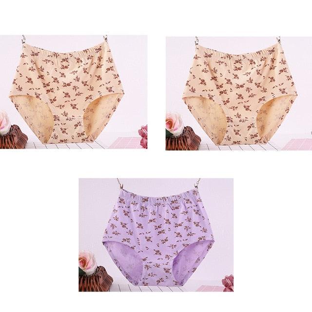 Wonderful 3pcs/Lot High Waist Women's Big Size Cotton Print Panties - Breathable Briefs Underwear Lingerie (D28)(TSP2)