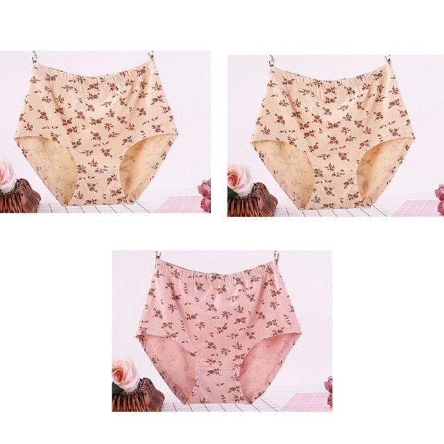 Wonderful 3pcs/Lot High Waist Women's Big Size Cotton Print Panties - Breathable Briefs Underwear Lingerie (D28)(TSP2)