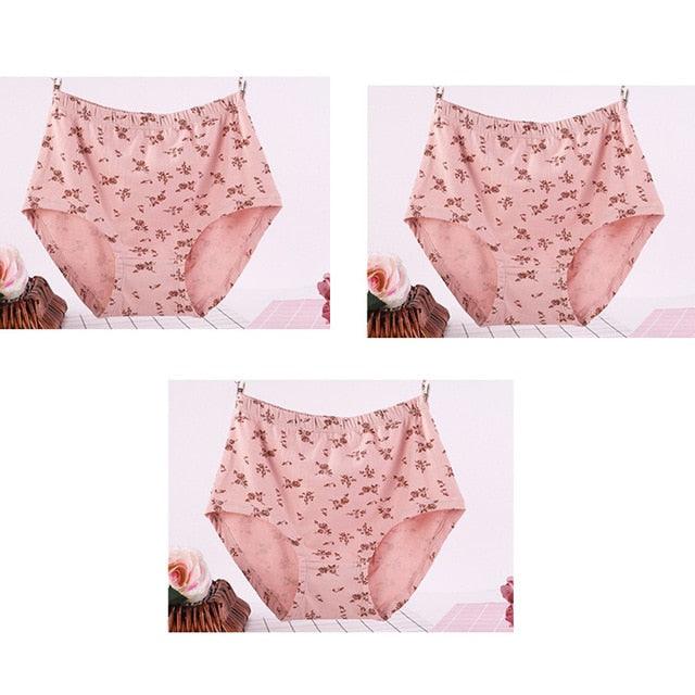 Wonderful 3pcs/Lot High Waist Women's Big Size Cotton Print Panties - Breathable Briefs Underwear Lingerie (D28)(TSP2)