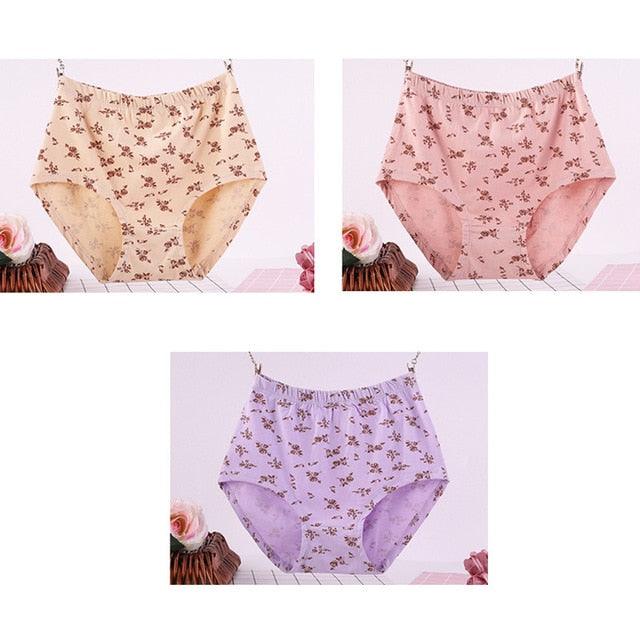 Wonderful 3pcs/Lot High Waist Women's Big Size Cotton Print Panties - Breathable Briefs Underwear Lingerie (D28)(TSP2)