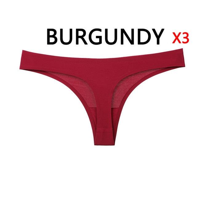 Cute 3pcs/Lot Summer New Seamless Women Sexy Panties - Low Waist Solid Color Thong Ultra Thin (D28)(TSP4)