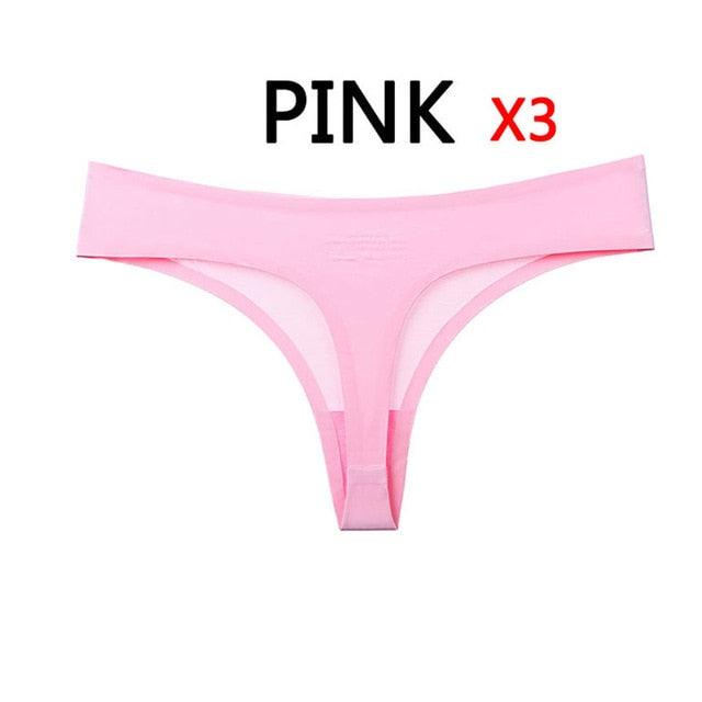 Cute 3pcs/Lot Summer New Seamless Women Sexy Panties - Low Waist Solid Color Thong Ultra Thin (D28)(TSP4)