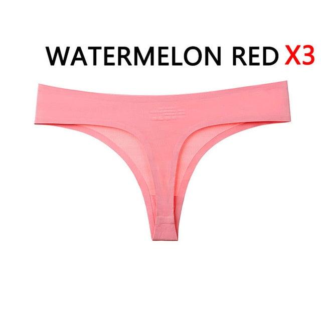 Cute 3pcs/Lot Summer New Seamless Women Sexy Panties - Low Waist Solid Color Thong Ultra Thin (D28)(TSP4)