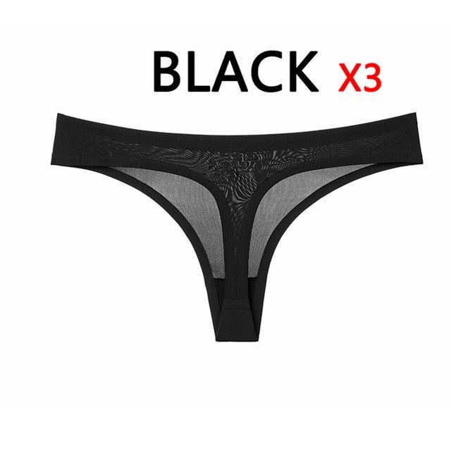 Cute 3pcs/Lot Summer New Seamless Women Sexy Panties - Low Waist Solid Color Thong Ultra Thin (D28)(TSP4)