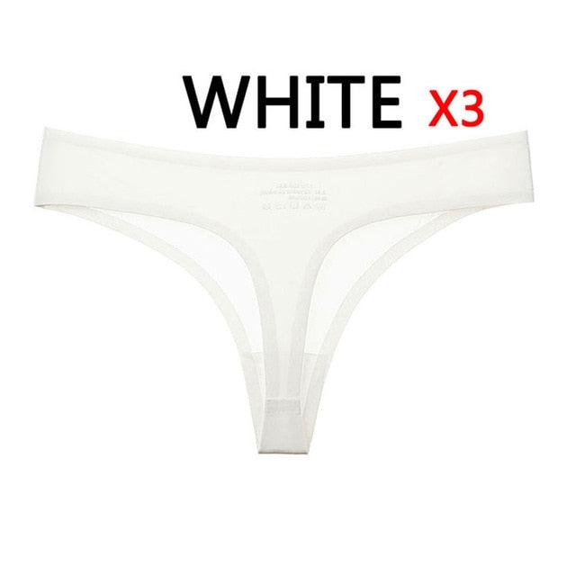 Cute 3pcs/Lot Summer New Seamless Women Sexy Panties - Low Waist Solid Color Thong Ultra Thin (D28)(TSP4)