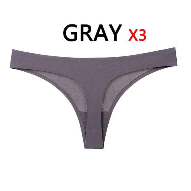 Cute 3pcs/Lot Summer New Seamless Women Sexy Panties - Low Waist Solid Color Thong Ultra Thin (D28)(TSP4)