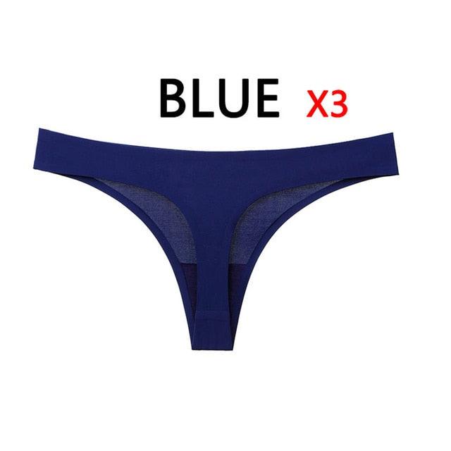 Cute 3pcs/Lot Summer New Seamless Women Sexy Panties - Low Waist Solid Color Thong Ultra Thin (D28)(TSP4)