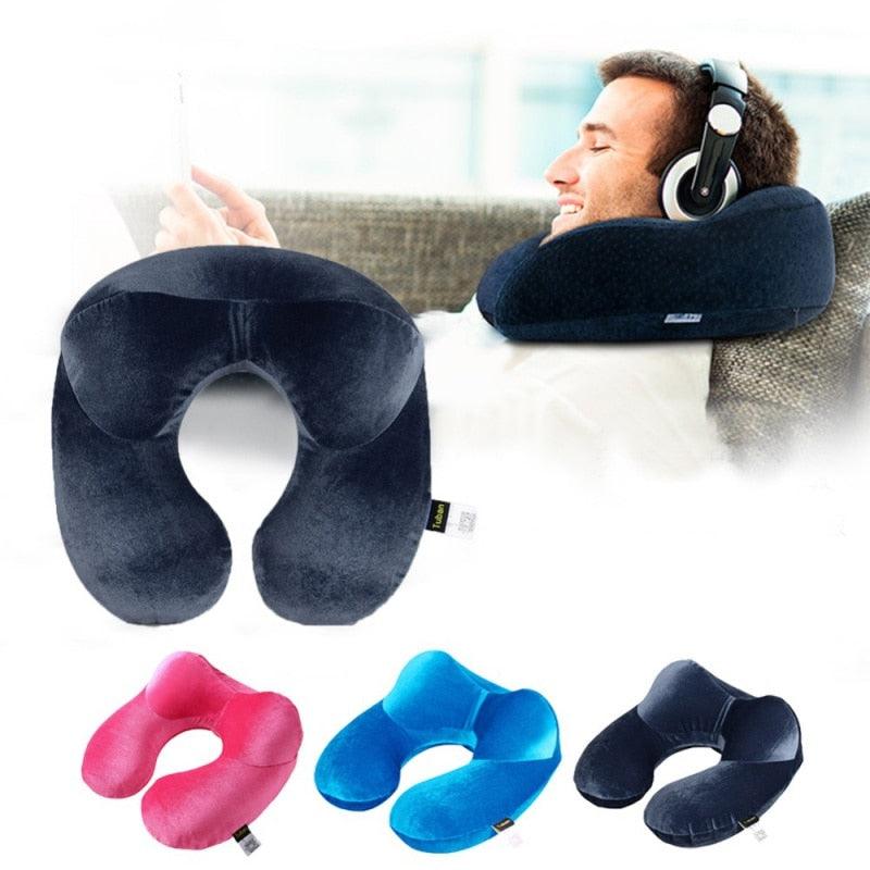 4 Color U-Shape Travel Pillow For Airplane - Inflatable Neck Pillow Travel Accessories (1U105)