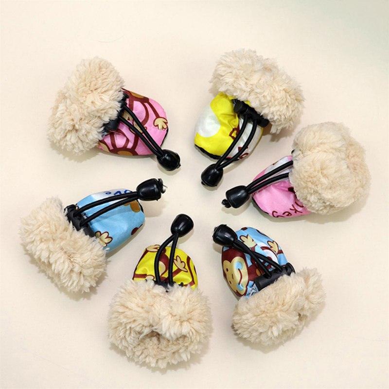 4 Pack/set Pet Winter Rain Boots Set - With Fleece Liner Cartoon Waterproof Anti Slip Shoes For Dogs (2U69)