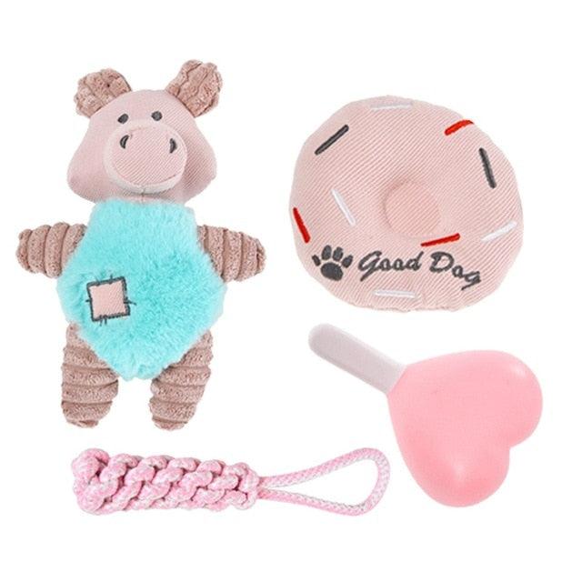 4 Pcs/lot Squeaky Dog Toys - Pet Puppy Plush Sound Chew Toy Set for Small Medium Dogs and Cats (D73)(9W2)(7W2)(8W2)