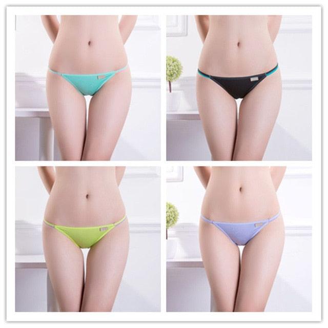 Gorgeous 4 Pcs/set Women's Sexy Underwear - Low Waist Seamless Briefs Ladies Bikini - Soft Cotton Lingerie 12 Colors (TSP4)