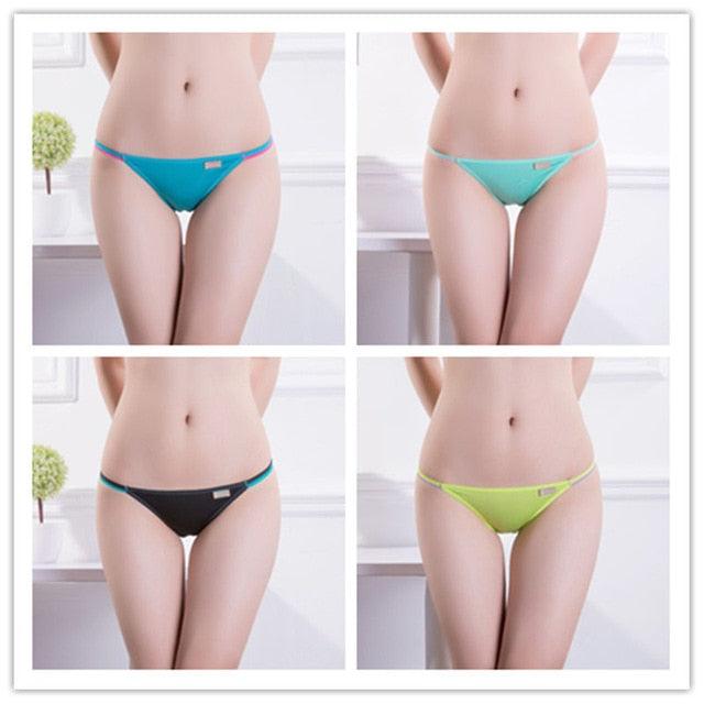 Gorgeous 4 Pcs/set Women's Sexy Underwear - Low Waist Seamless Briefs Ladies Bikini - Soft Cotton Lingerie 12 Colors (TSP4)