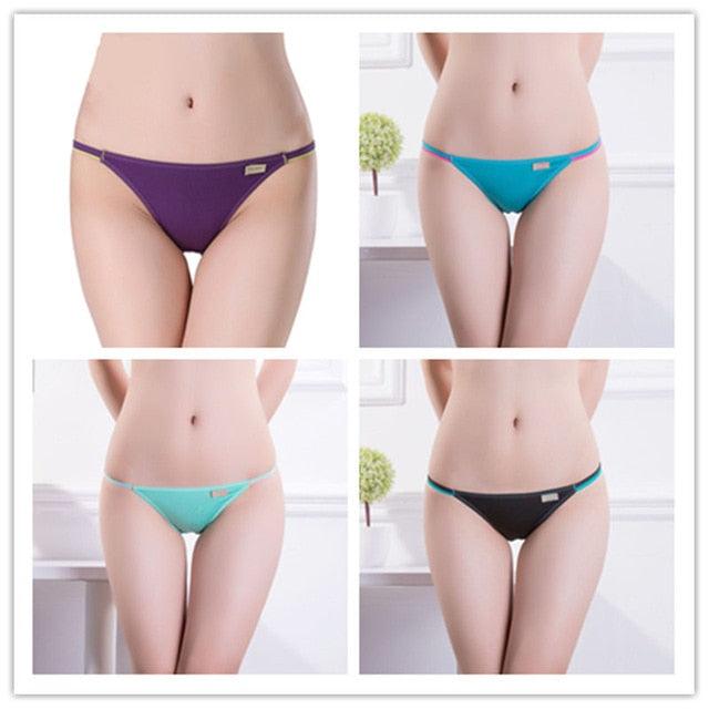 Gorgeous 4 Pcs/set Women's Sexy Underwear - Low Waist Seamless Briefs Ladies Bikini - Soft Cotton Lingerie 12 Colors (TSP4)