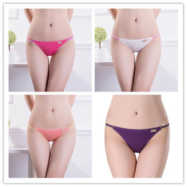 Gorgeous 4 Pcs/set Women's Sexy Underwear - Low Waist Seamless Briefs Ladies Bikini - Soft Cotton Lingerie 12 Colors (TSP4)