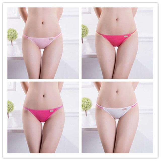 Gorgeous 4 Pcs/set Women's Sexy Underwear - Low Waist Seamless Briefs Ladies Bikini - Soft Cotton Lingerie 12 Colors (TSP4)