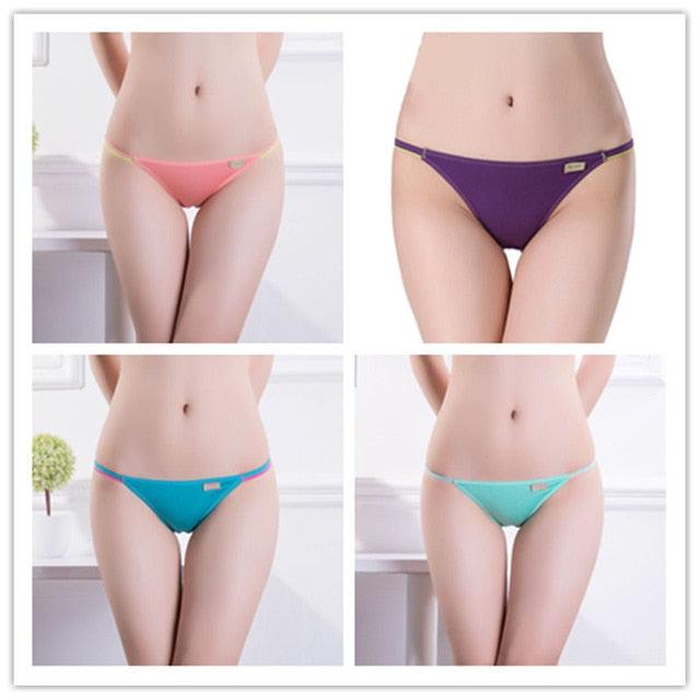 Gorgeous 4 Pcs/set Women's Sexy Underwear - Low Waist Seamless Briefs Ladies Bikini - Soft Cotton Lingerie 12 Colors (TSP4)