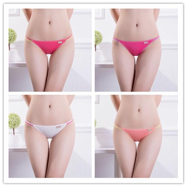 Gorgeous 4 Pcs/set Women's Sexy Underwear - Low Waist Seamless Briefs Ladies Bikini - Soft Cotton Lingerie 12 Colors (TSP4)