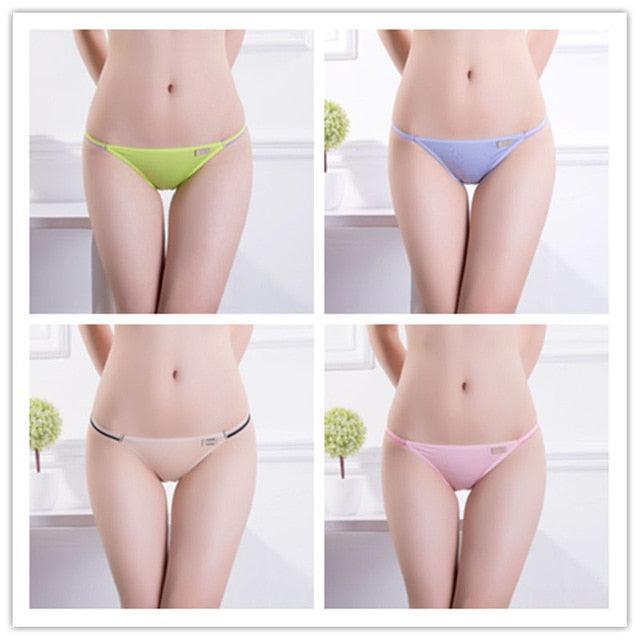 Gorgeous 4 Pcs/set Women's Sexy Underwear - Low Waist Seamless Briefs Ladies Bikini - Soft Cotton Lingerie 12 Colors (TSP4)