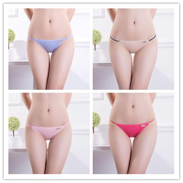 Gorgeous 4 Pcs/set Women's Sexy Underwear - Low Waist Seamless Briefs Ladies Bikini - Soft Cotton Lingerie 12 Colors (TSP4)