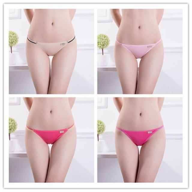 Gorgeous 4 Pcs/set Women's Sexy Underwear - Low Waist Seamless Briefs Ladies Bikini - Soft Cotton Lingerie 12 Colors (TSP4)