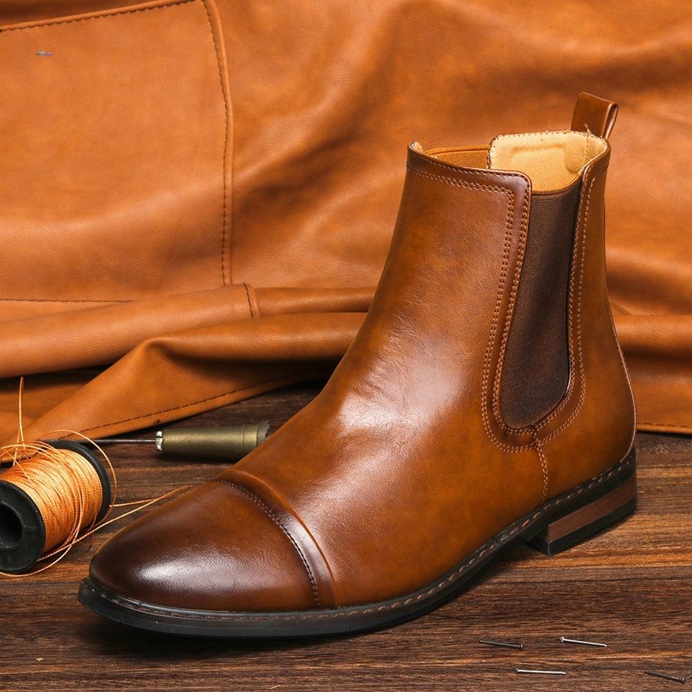 Ankle Boots - Fashion Comfortable Leather Men Chelsea Boots (D13)(MSB1)(MSF6)(MSB5)