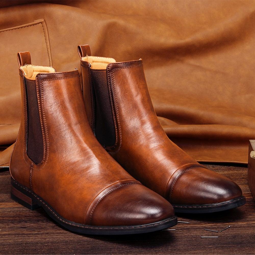 Ankle Boots - Fashion Comfortable Leather Men Chelsea Boots (D13)(MSB1)(MSF6)(MSB5)