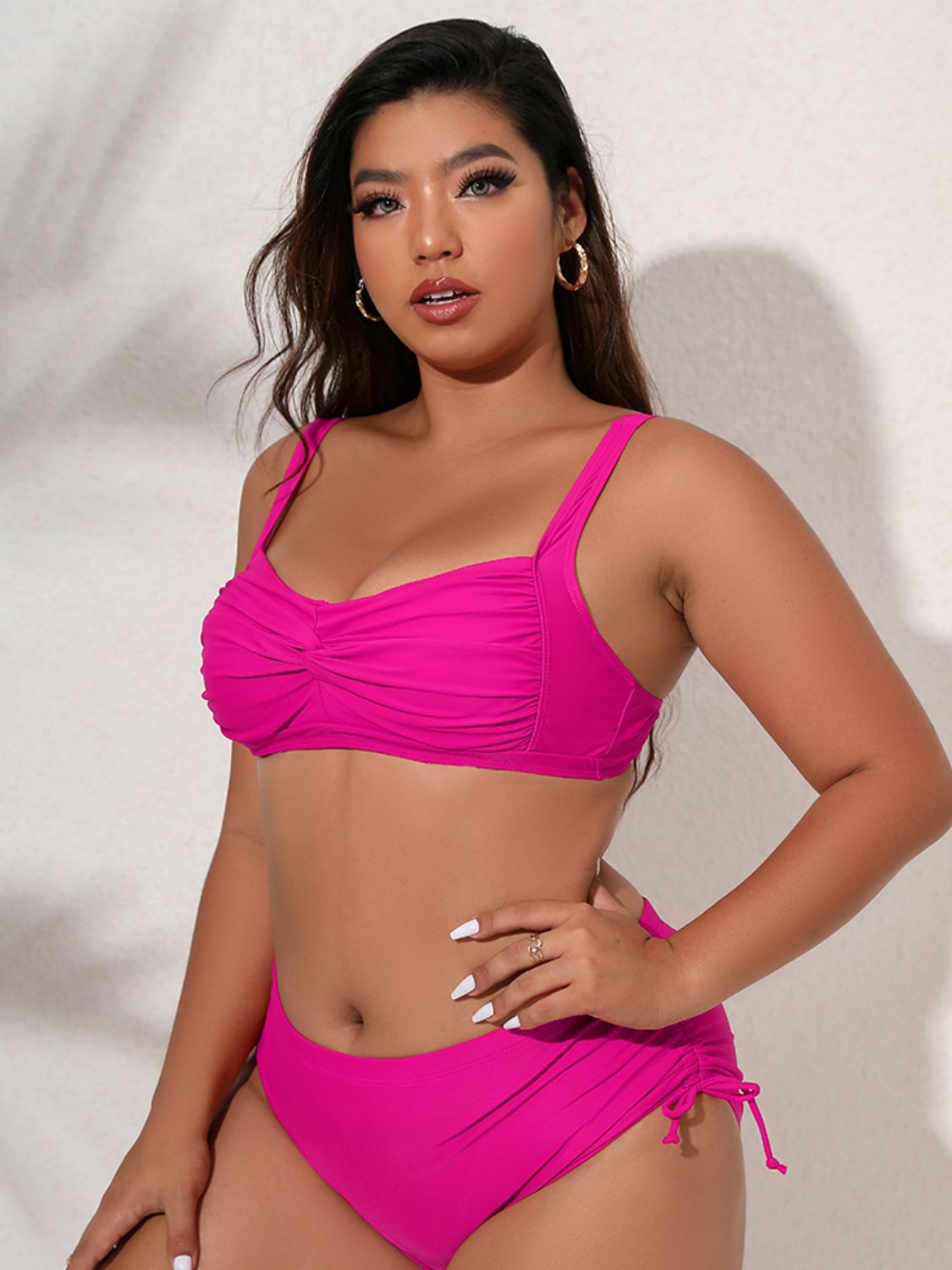 Plus Size Twist Front Tied Bikini Set (TB9D) T