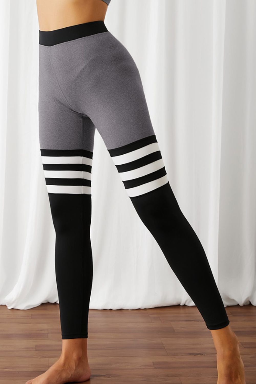 Color Block Elastic Waistband Active Leggings (TBL) T