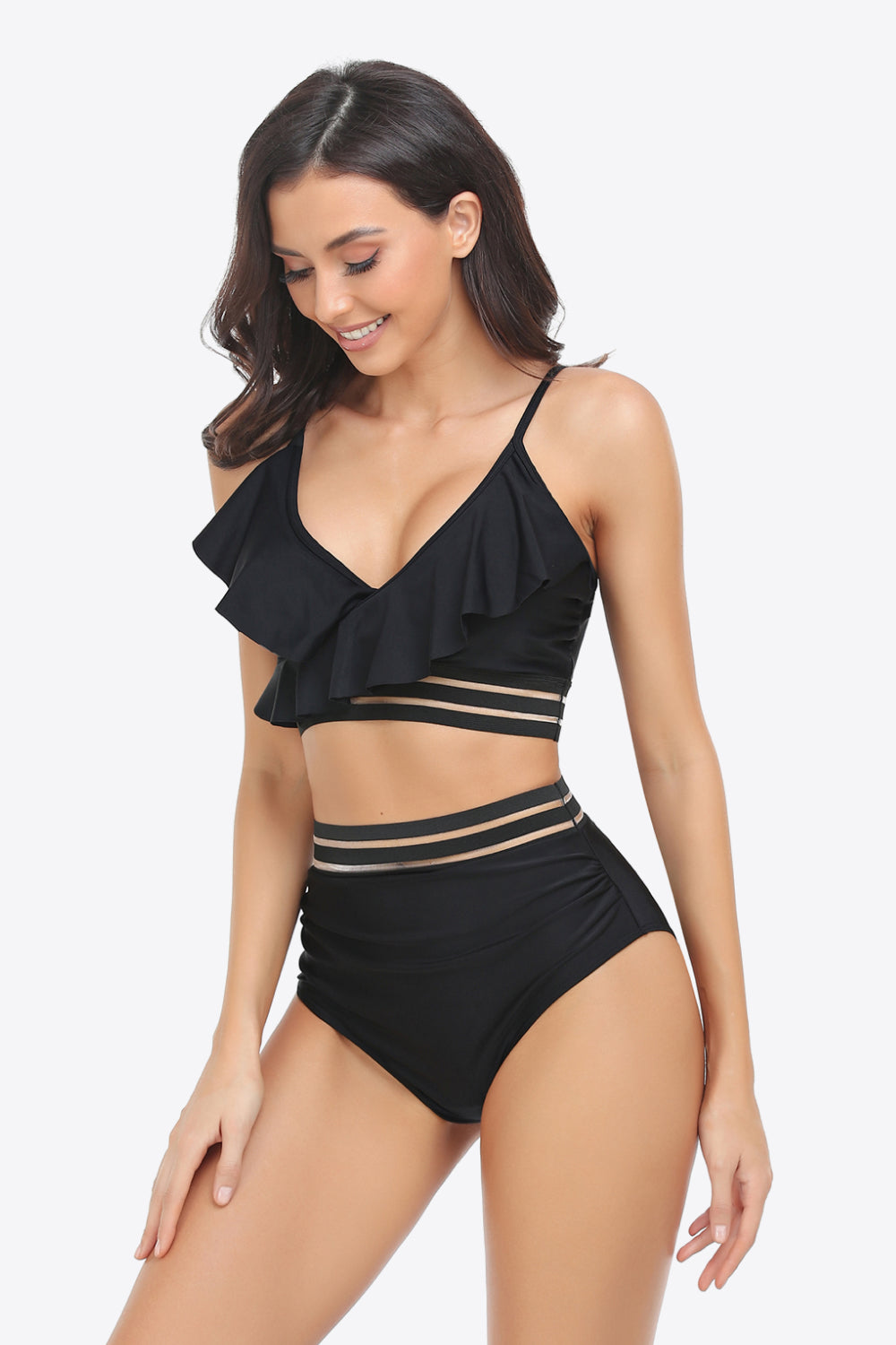 Ruffled Plunge Bikini Set (TB13D) T