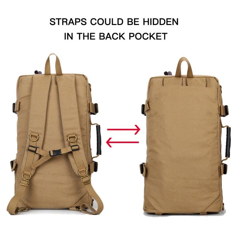 45L Men's Canvas Backpack - Large Travel Bag Mountaineering Backpacks (D78)(LT3)