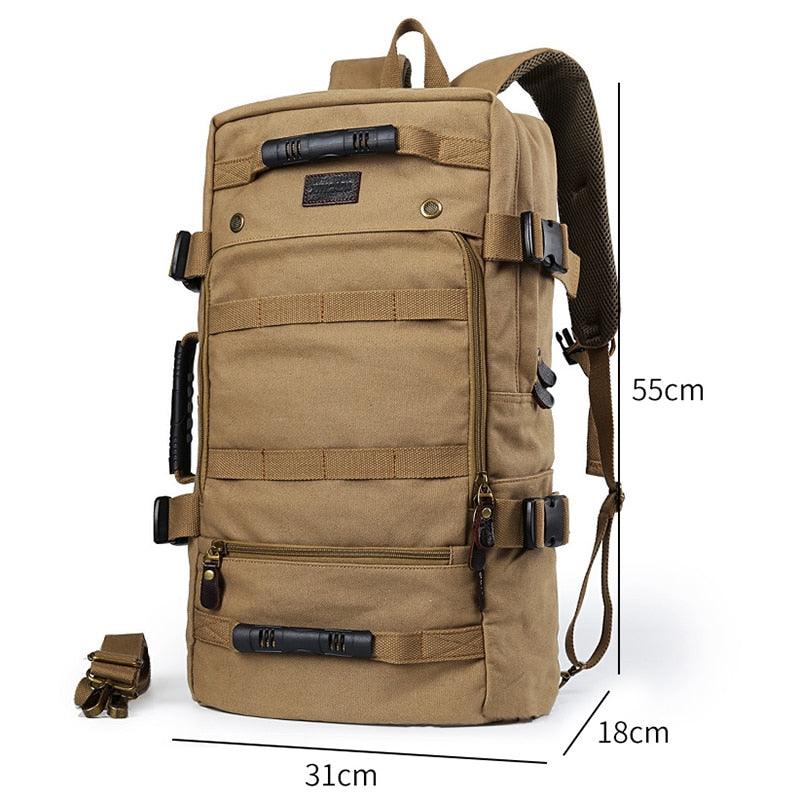 45L Men's Canvas Backpack - Large Travel Bag Mountaineering Backpacks (D78)(LT3)