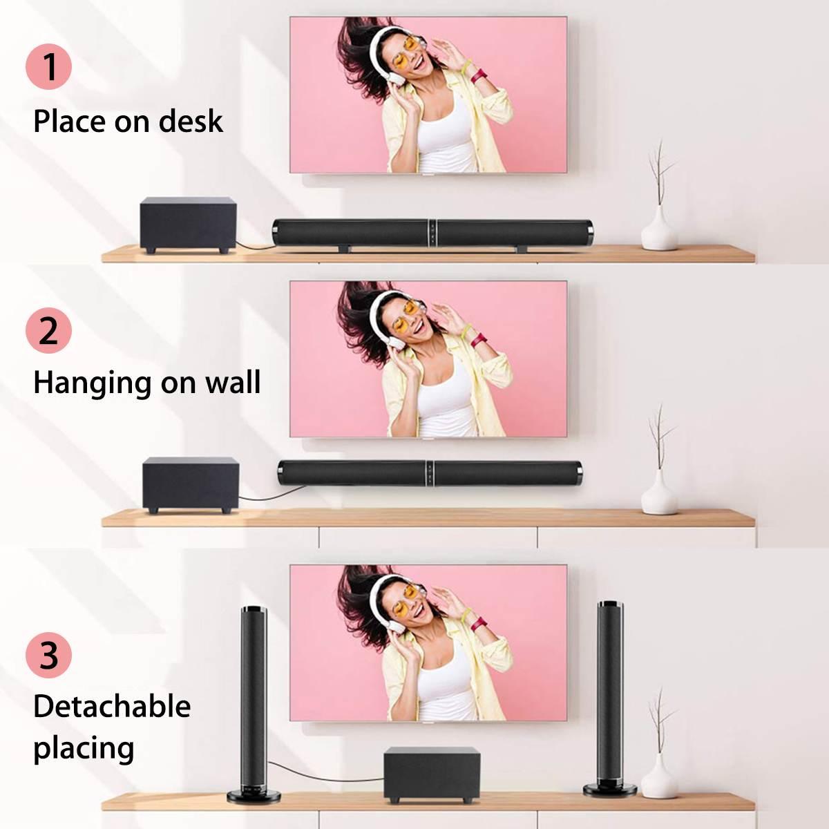 45W 80cm 31.5" Soundbar with Subwoofer HiFi Detachable Wireless bluetooth Home Theatre System (D57)(HA5)(HA2)(1U57)