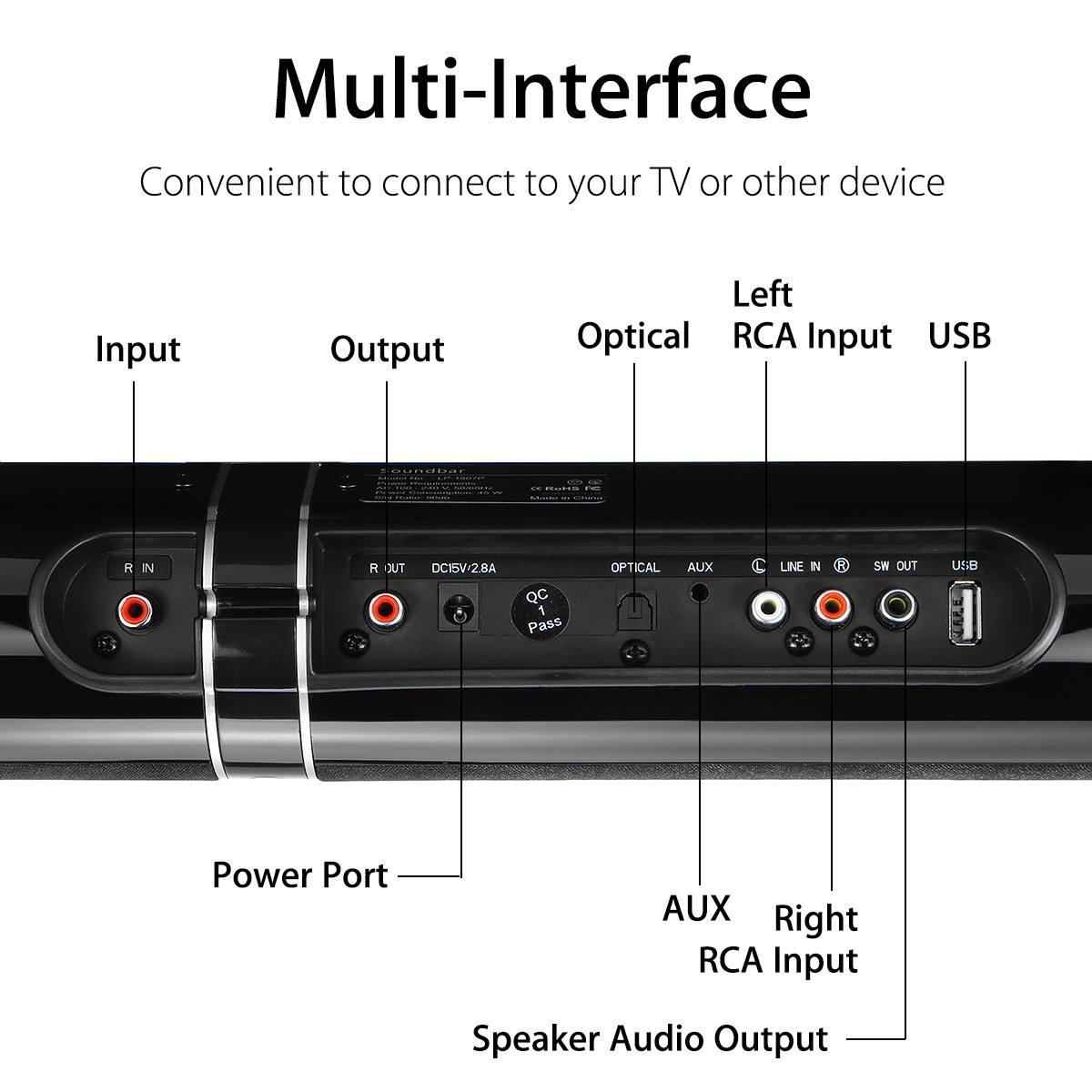45W 80cm 31.5" Soundbar with Subwoofer HiFi Detachable Wireless bluetooth Home Theatre System (D57)(HA5)(HA2)(1U57)