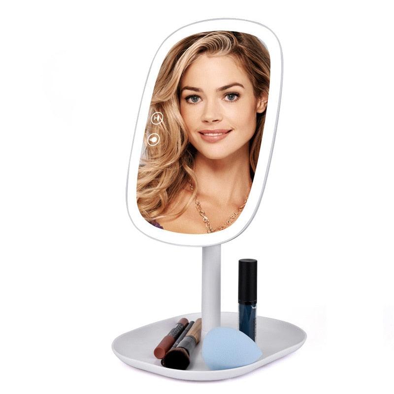 47 LED Lights 360 Rotating Desktop Mirror Touch Screen Makeup Mirror Professional Vanity Mirror (M5)(1U86)
