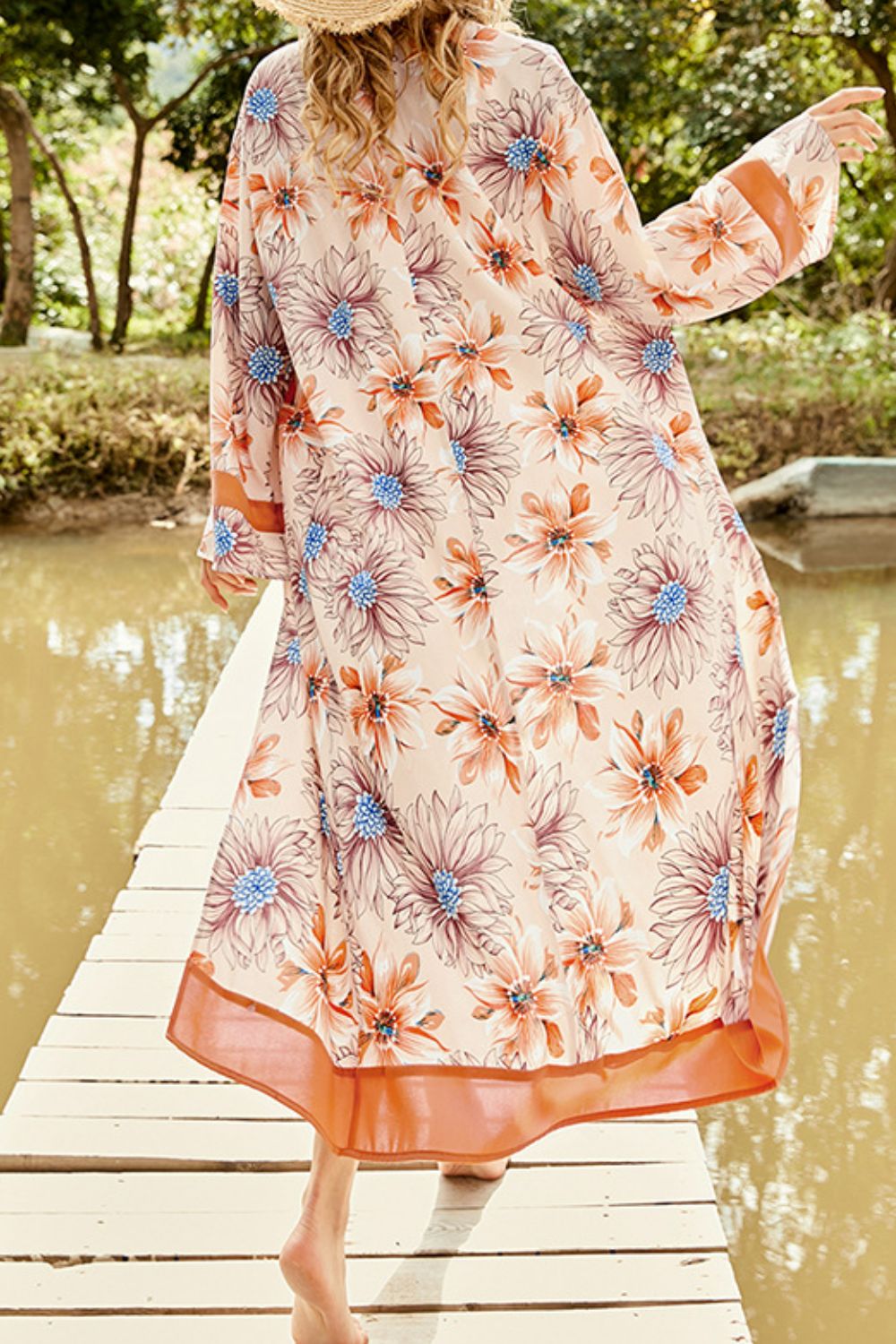 Floral Open Front Duster Cover Up (TB11D) T
