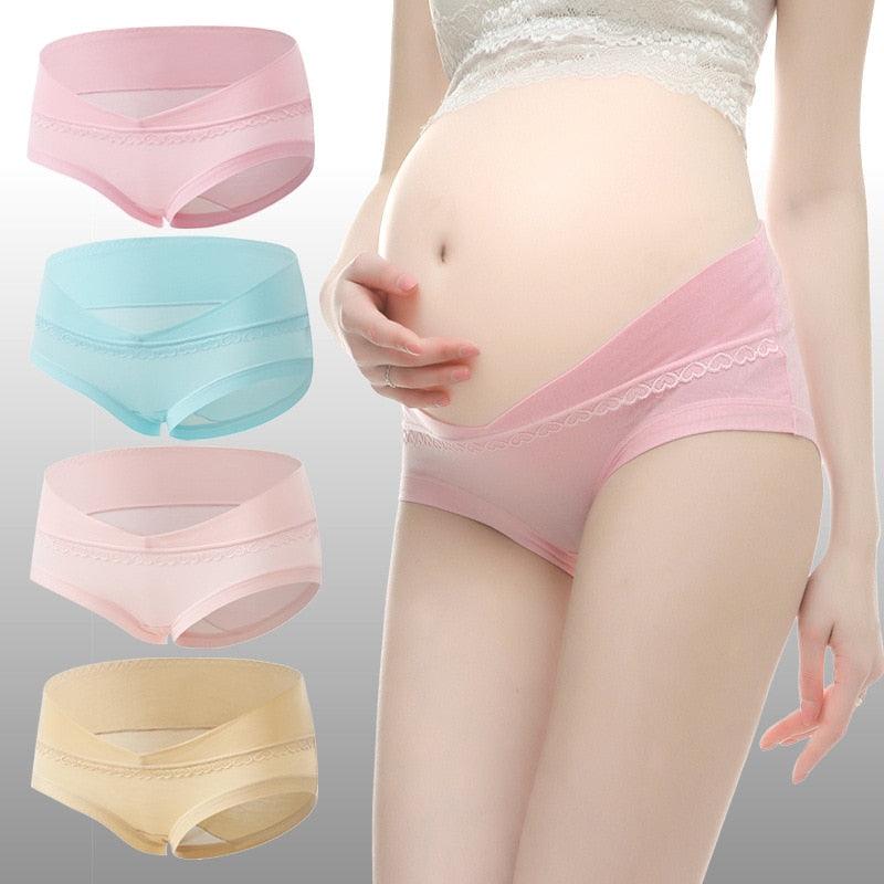 Great 4PCS/Lot Lace Maternity Panties - Pregnant Women Underwear U-Shaped - Low Waist Underwear - Pregnancy Briefs (5Z2)