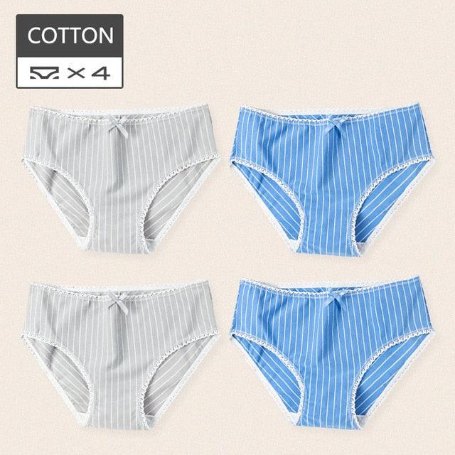 Cute 4Pcs Fashion Women Low Waist Panties - Solid Girls Briefs Comfort Cotton Healthy Lingerie (TSP3)(TSP1)