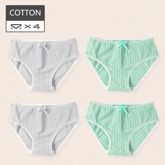 Cute 4Pcs Fashion Women Low Waist Panties - Solid Girls Briefs Comfort Cotton Healthy Lingerie (TSP3)(TSP1)