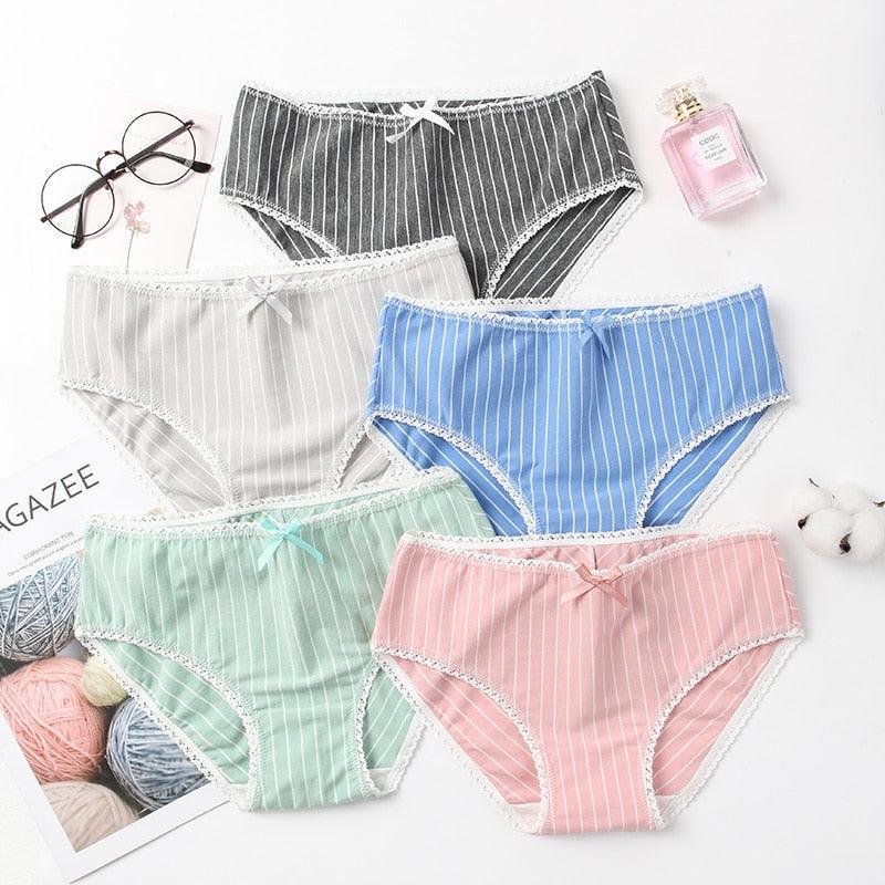 Cute 4Pcs Fashion Women Low Waist Panties - Solid Girls Briefs Comfort Cotton Healthy Lingerie (TSP3)(TSP1)